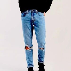 Levi's 512 Blue Tappered Leg Jeans with Distressed Details